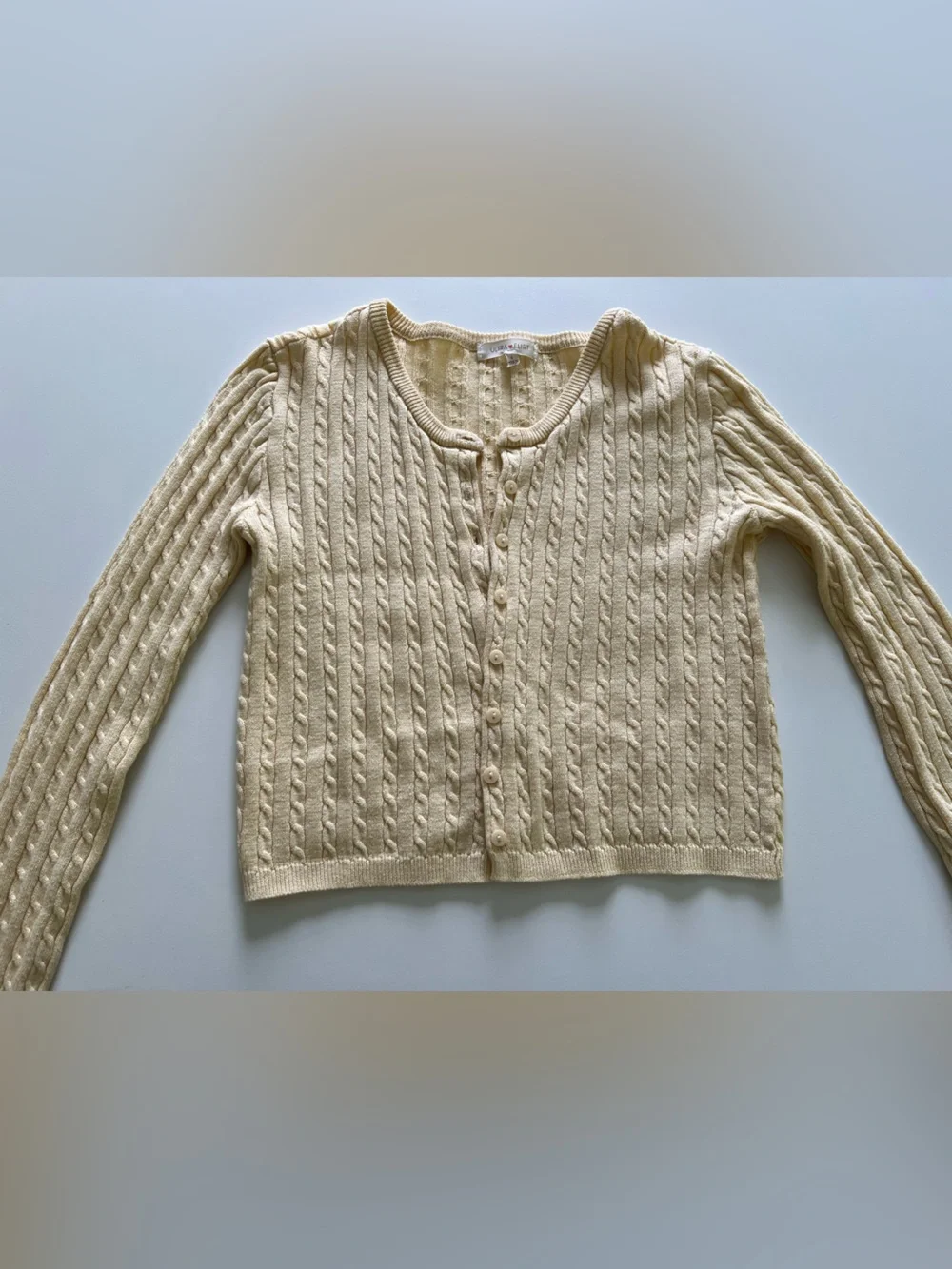 Cream Cable Knit Button-Front Sweater - Women - Picture 1 of 3